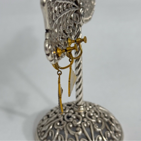 Vintage 1960s Spain Damascene Fan Link Bracelet and Screwback Earrings Set - Picture 5 of 12